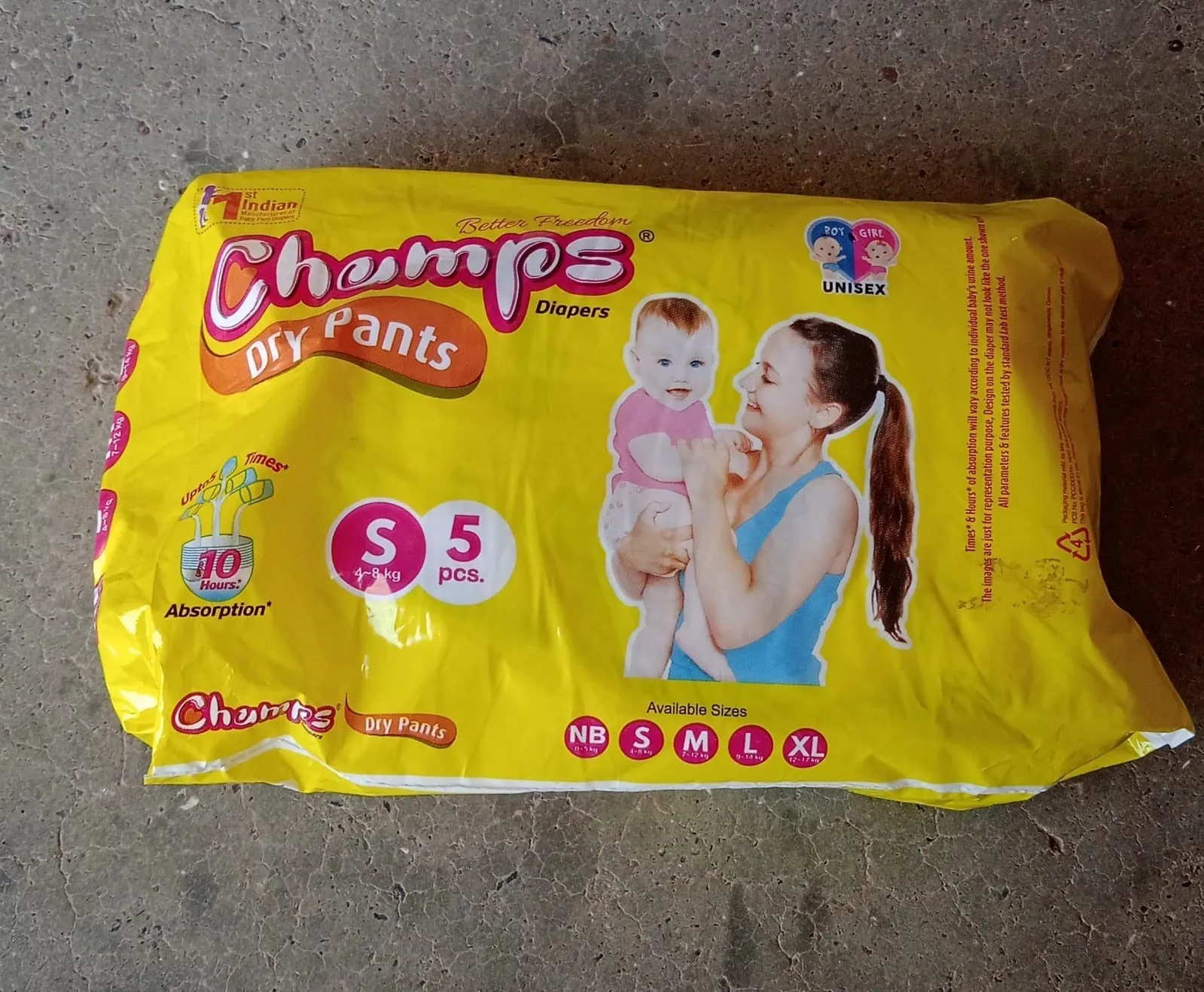 0968 Small  Champs Dry Pants Style Diaper- Small Best for Travel  Absorption, Champs Baby Diapers, Champs Soft and Dry Baby Diaper Pants (S5 Pcs )