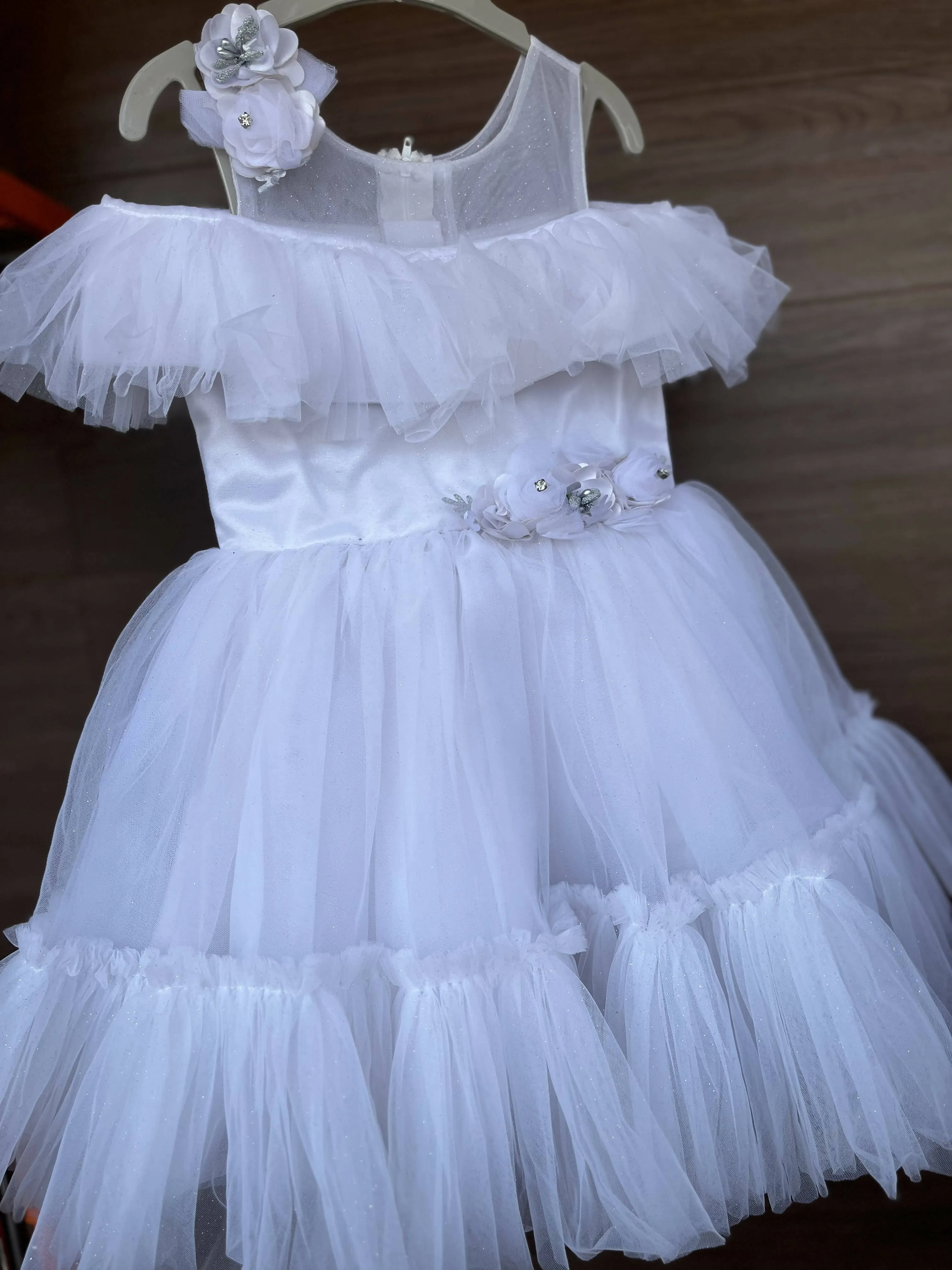 1st Birthday White frill dress - Party wear