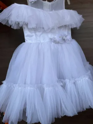 1st Birthday White frill dress - Party wear