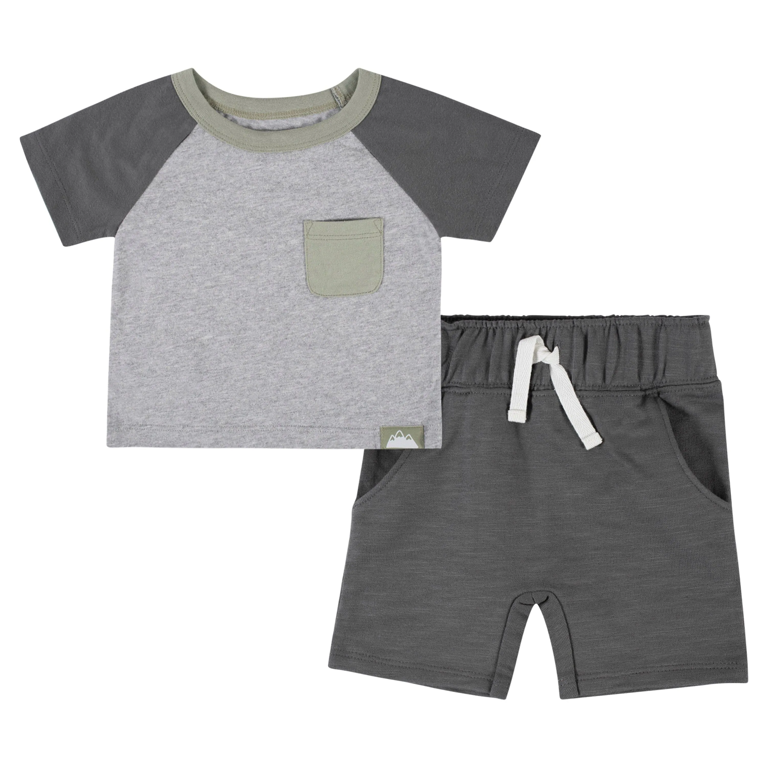 2-Piece Baby Boys Grey Charcoal Top & Shorts Set