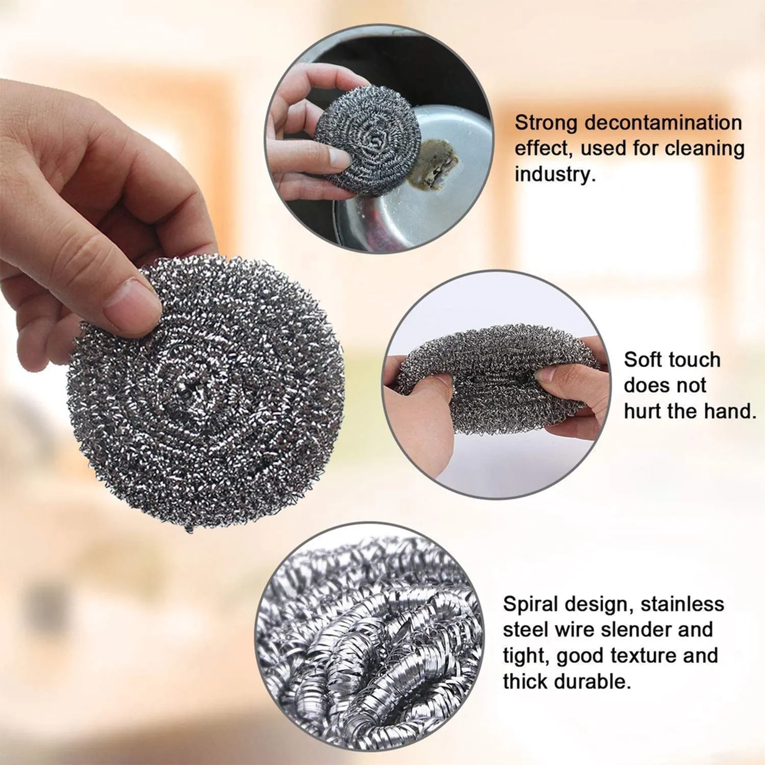 2922 Stainless Steel Scrubber  /  Scourer (pack of 6pc)