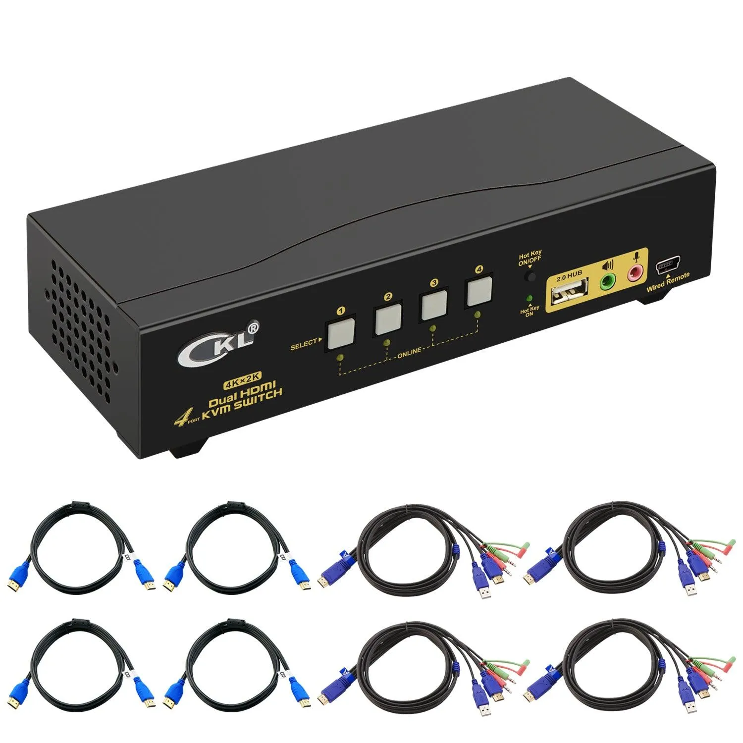 4 Port HDMI KVM Switch Dual Monitor 4K 30Hz CKL-942HUA