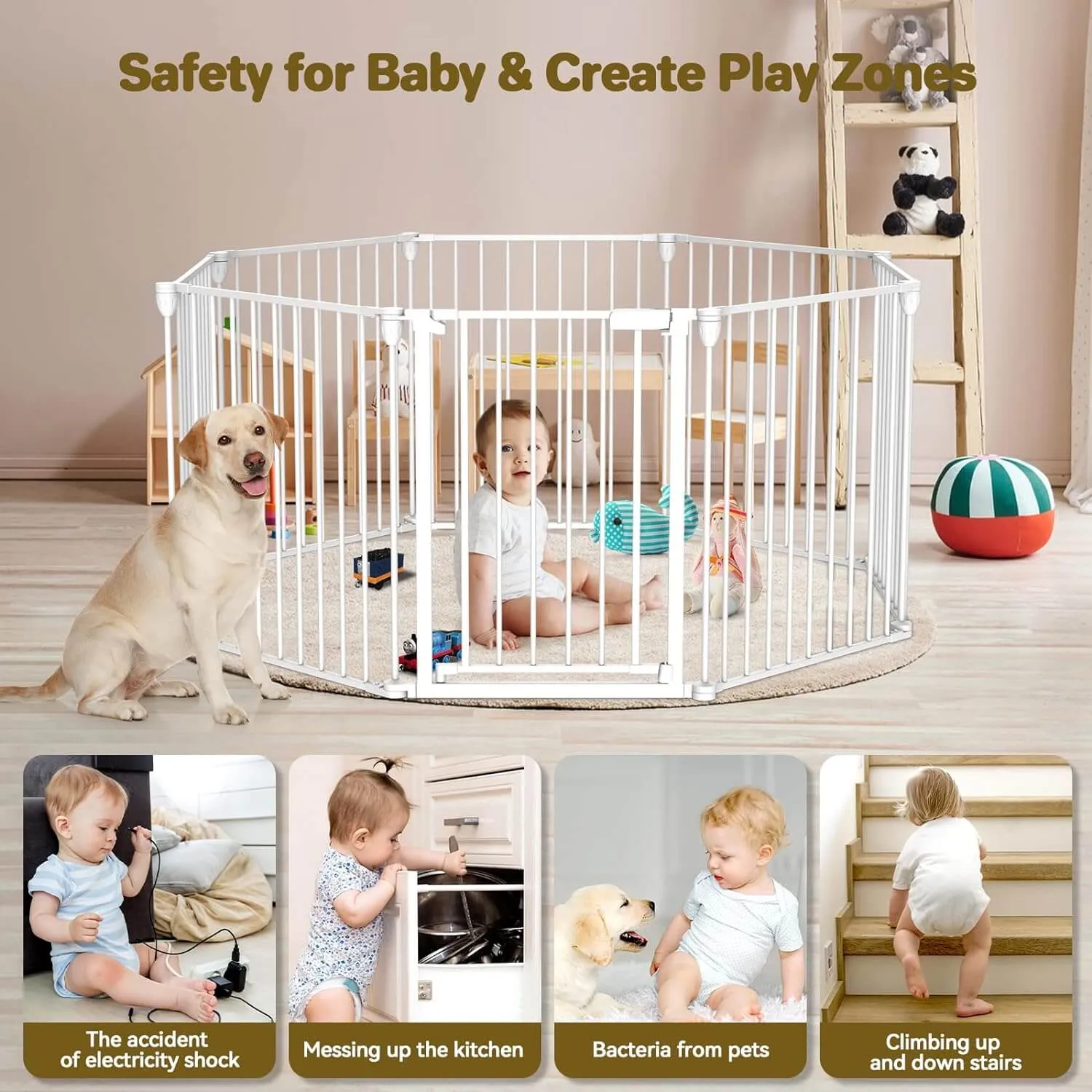 8 Panels Baby Gate Heavy Duty Playpen PA739