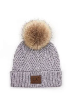 Amelia Heathered Pom Beanie-Periwinkle