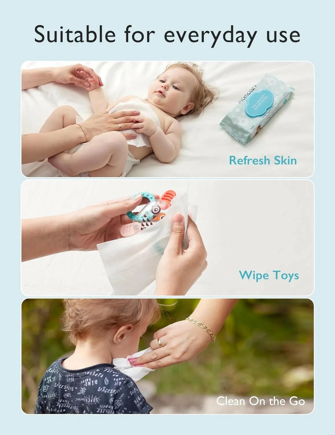 Baby Wipes, Momcozy 99% Water Based Wipes for Sensitive Skin, Unscented