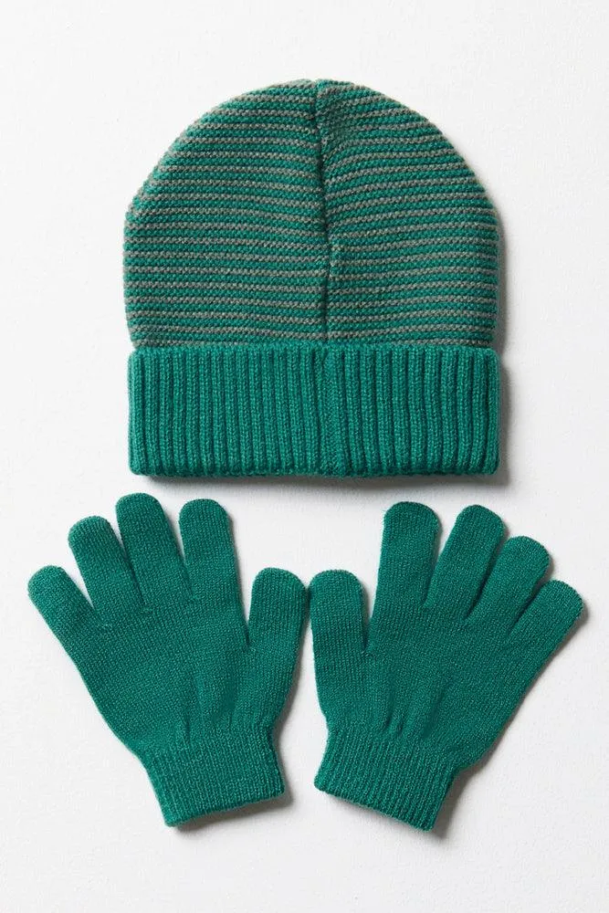 Beanie & Gloves Set Green