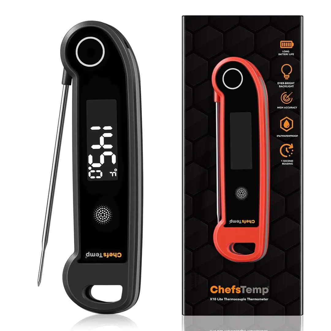 ChefsTemp | X10 Lite Instant Read Meat Thermometer (Black & Red)