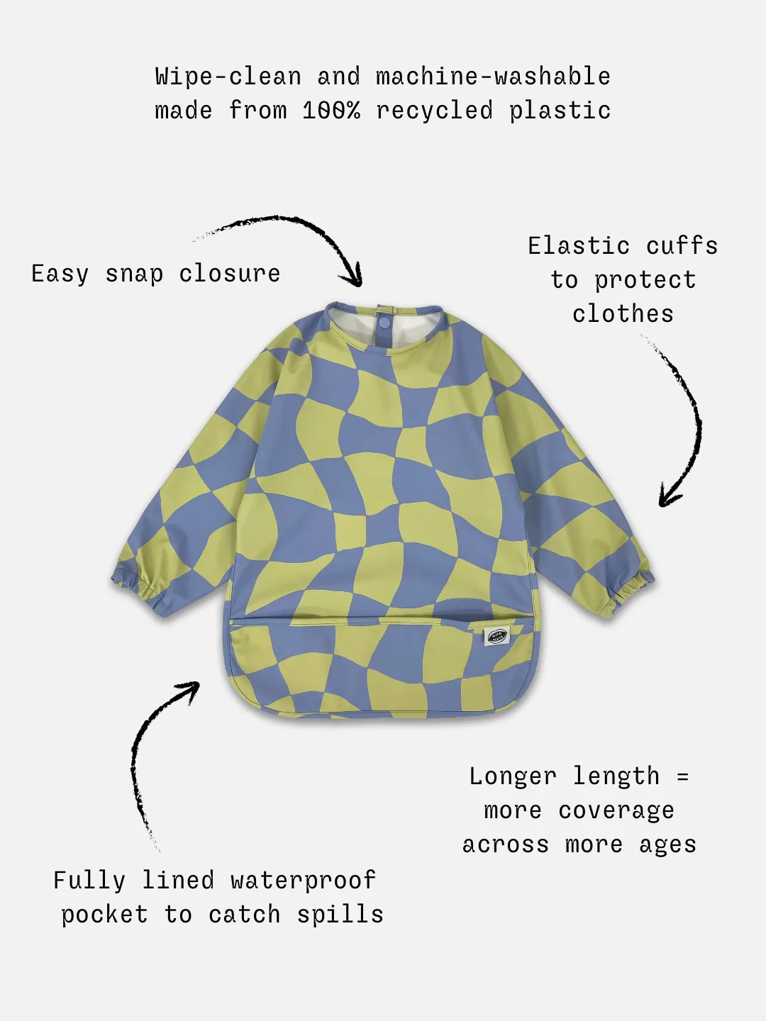 Children's Smock Bib – Green Checkers