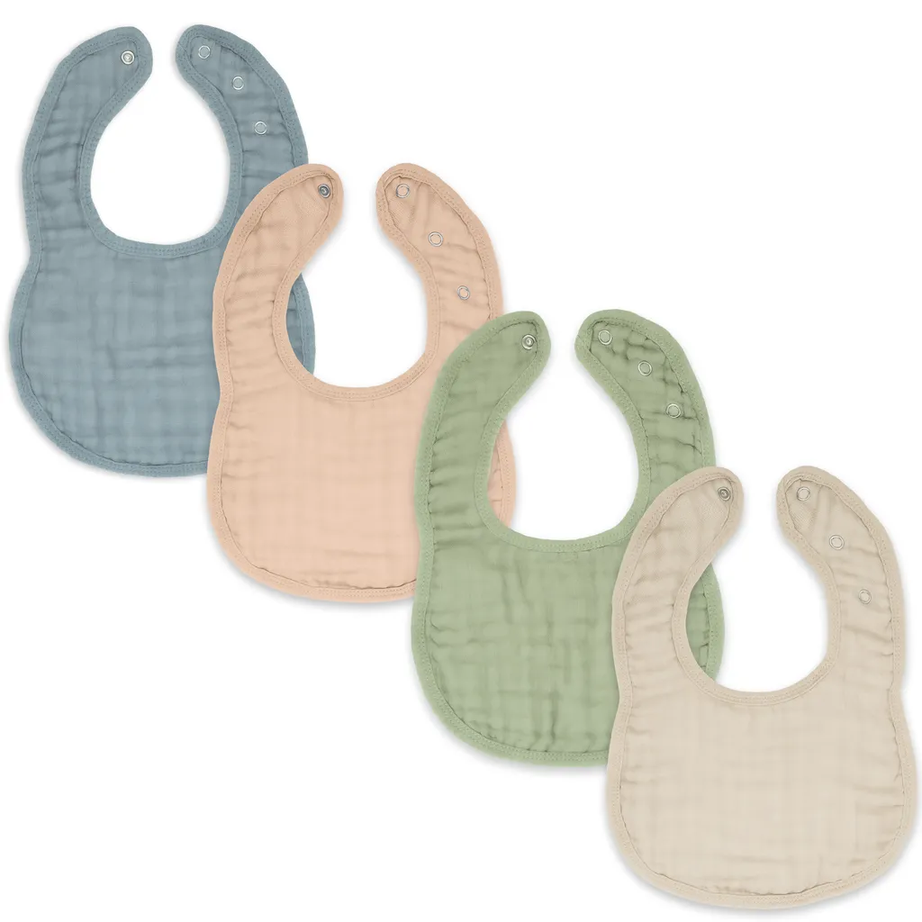 Comfy Cubs Muslin Cotton Baby Bibs - 4 Pack