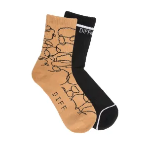 CREW SOCK DUO -  ABSTRACT CIRCLES   BLACK