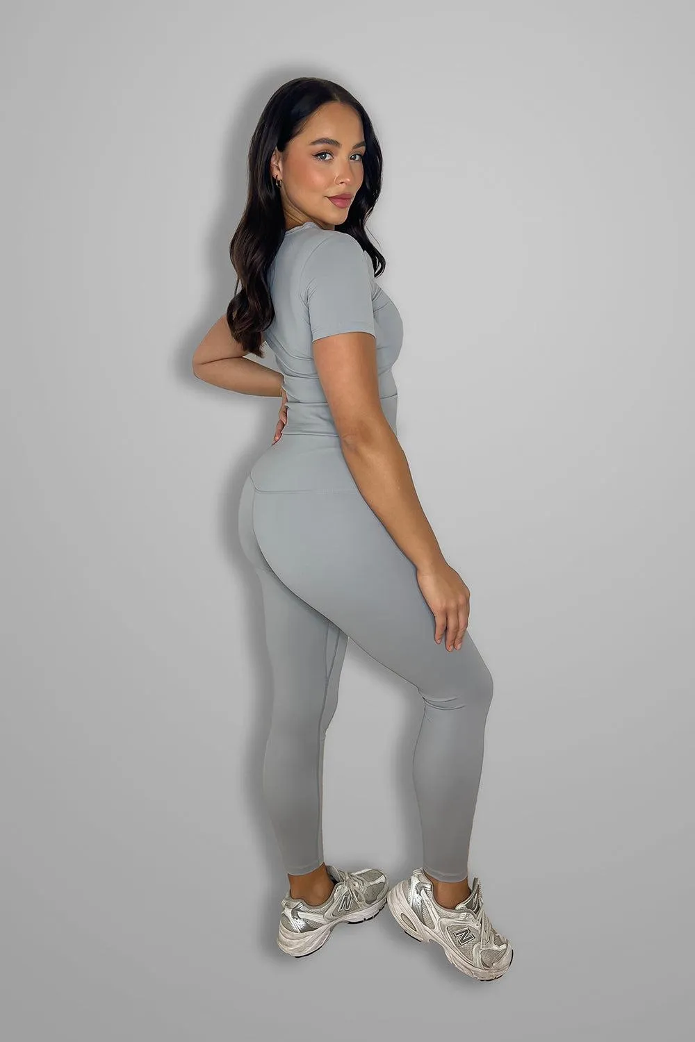 Cup Sleeve Top And Leggings Activewear Set