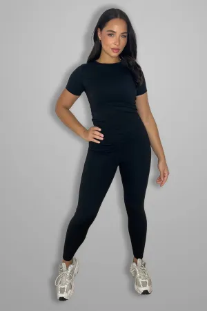 Cup Sleeve Top And Leggings Activewear Set