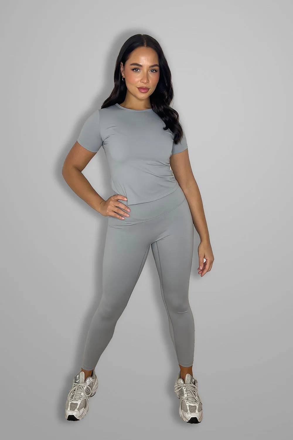 Cup Sleeve Top And Leggings Activewear Set