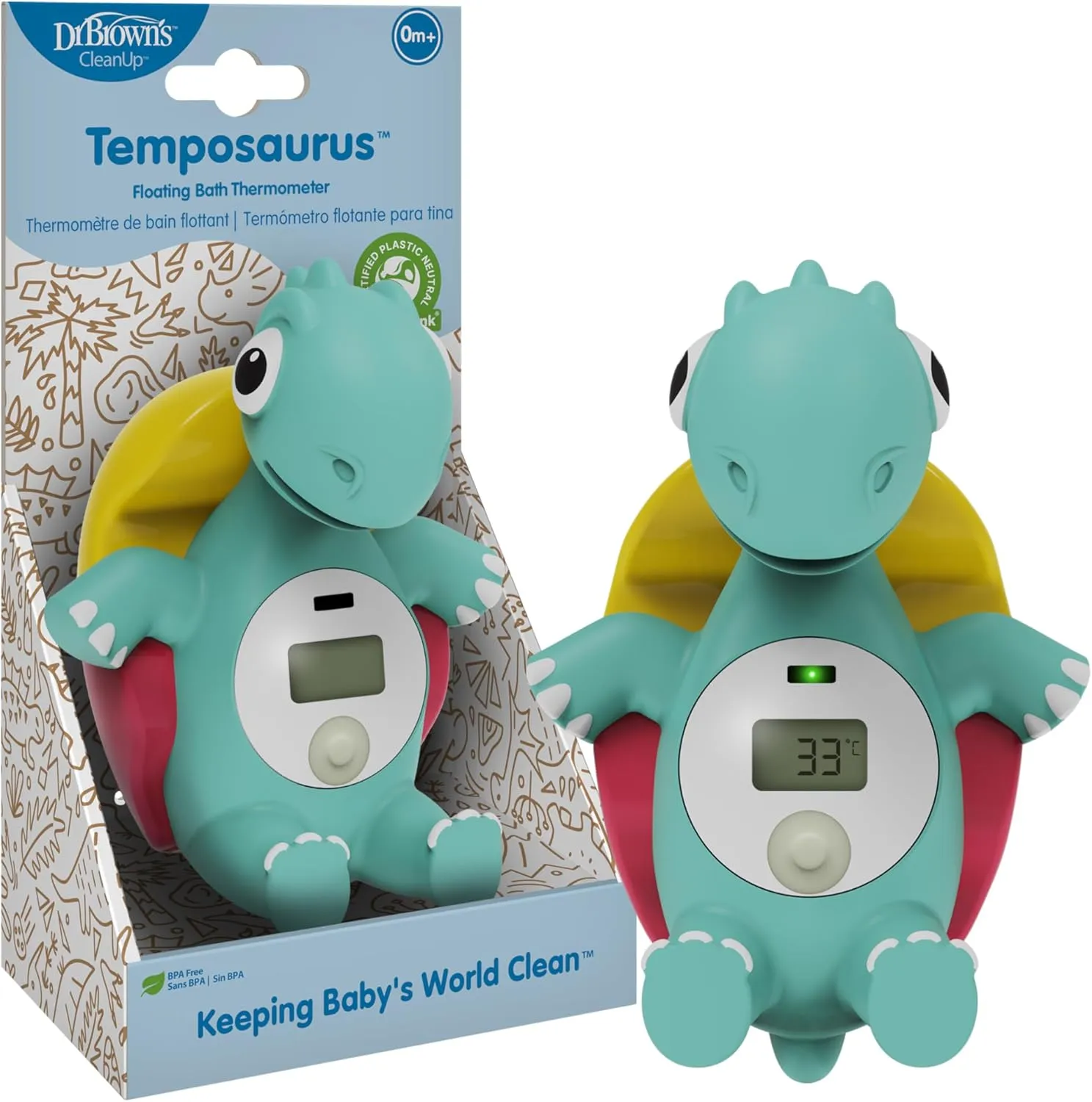 Dr. Brown’s CleanUp Temposaurus Floating Bath Thermometer