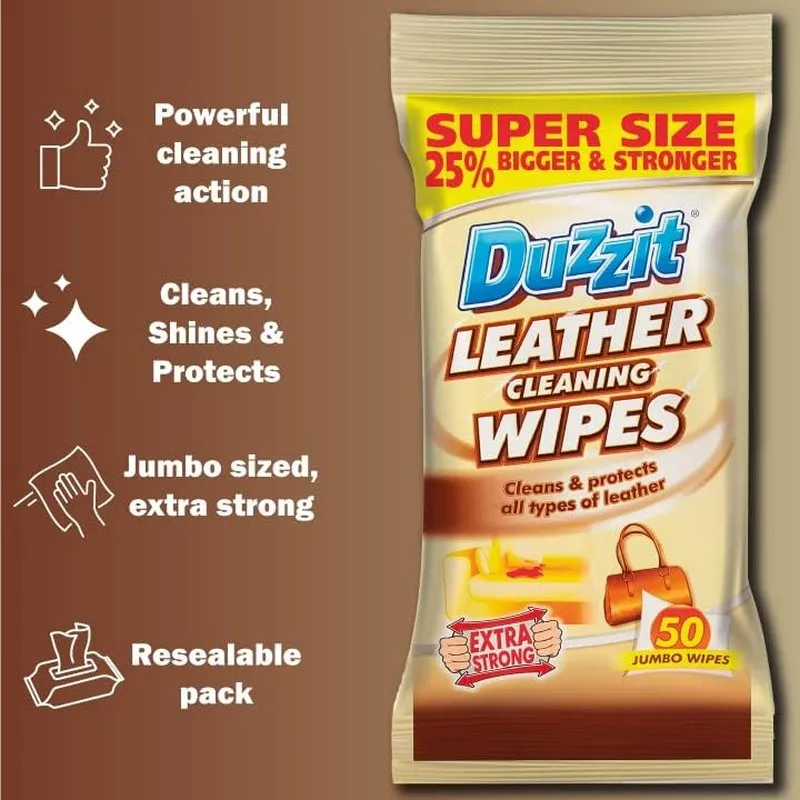 Duzzit Leather cleaning Jumbo Wipes 50 Pack