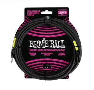 Ernie Ball 6425EB Headphone Extension  Cable 3.5mm to 3.5mm (Black) - 20ft