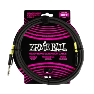 Ernie Ball Headphone Extension Cable 1/4 To 3.5Mm 10Ft - Black