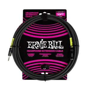 Ernie Ball Headphone Extension Cable 3.5Mm To 3.5Mm 10Ft - Black