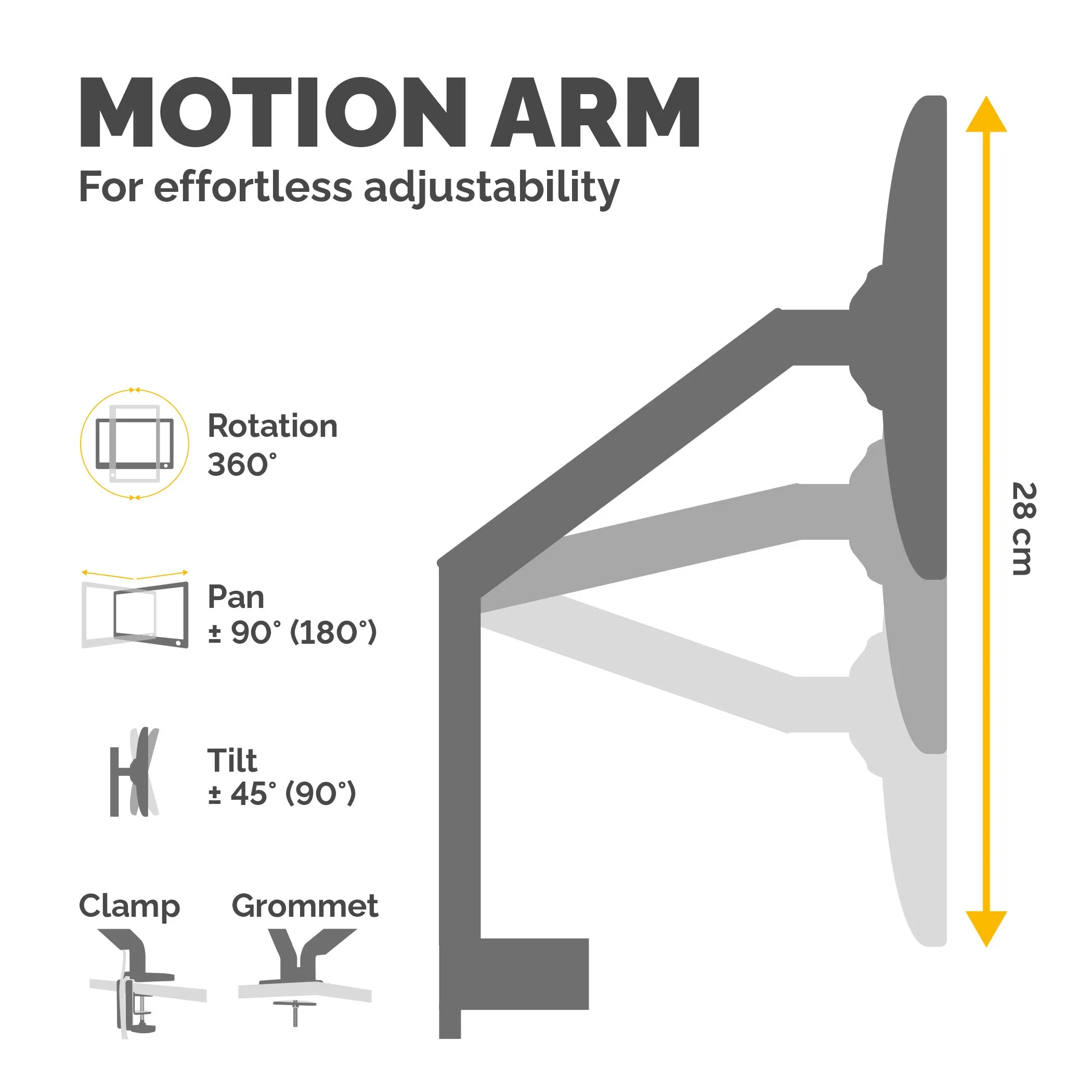 Fellowes Ergonomics Arm For 1 Monitor - Platinum Series, Silver