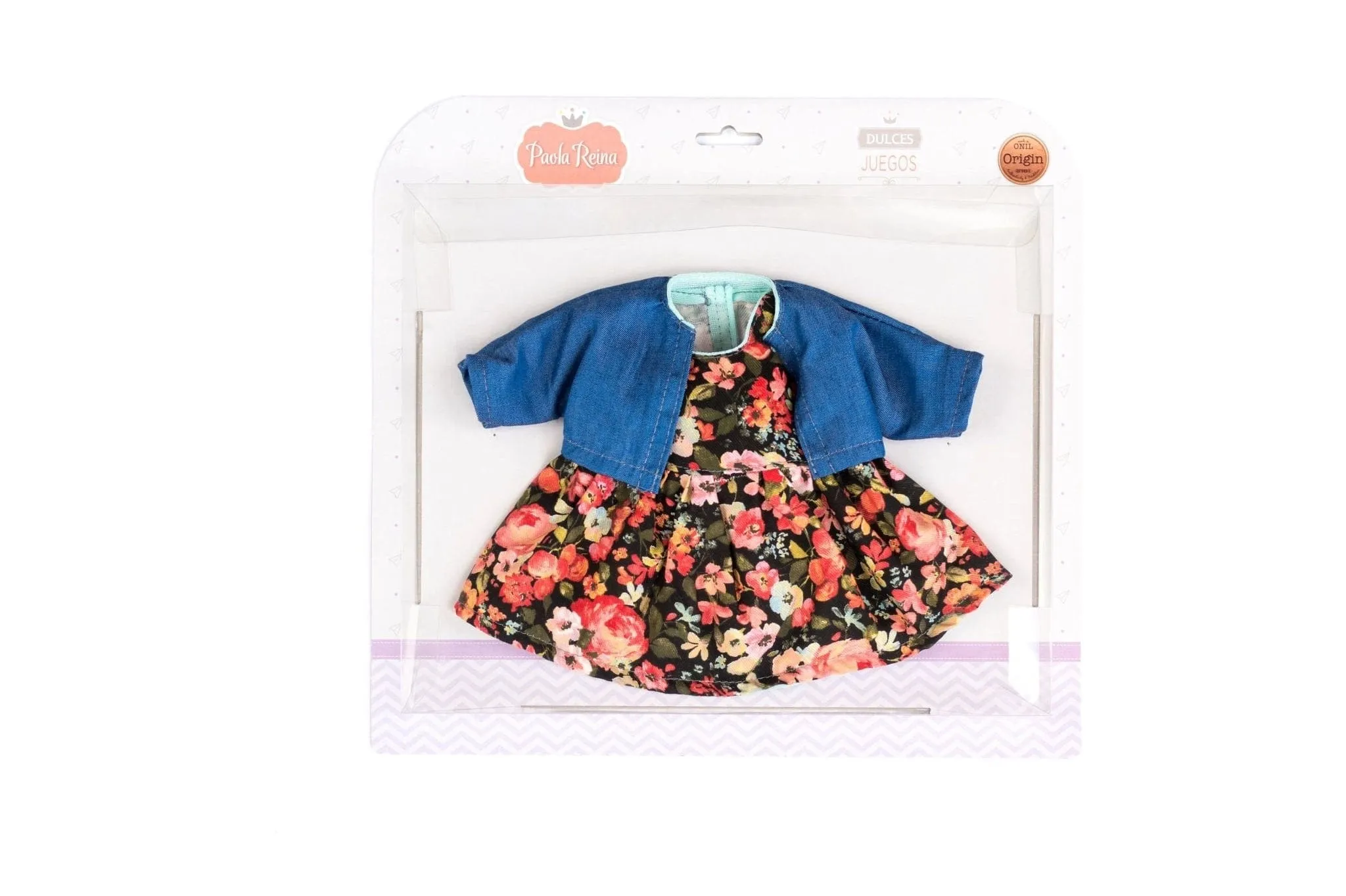 Floral Black Dress and Blue Jacket Gordis Doll Clothing