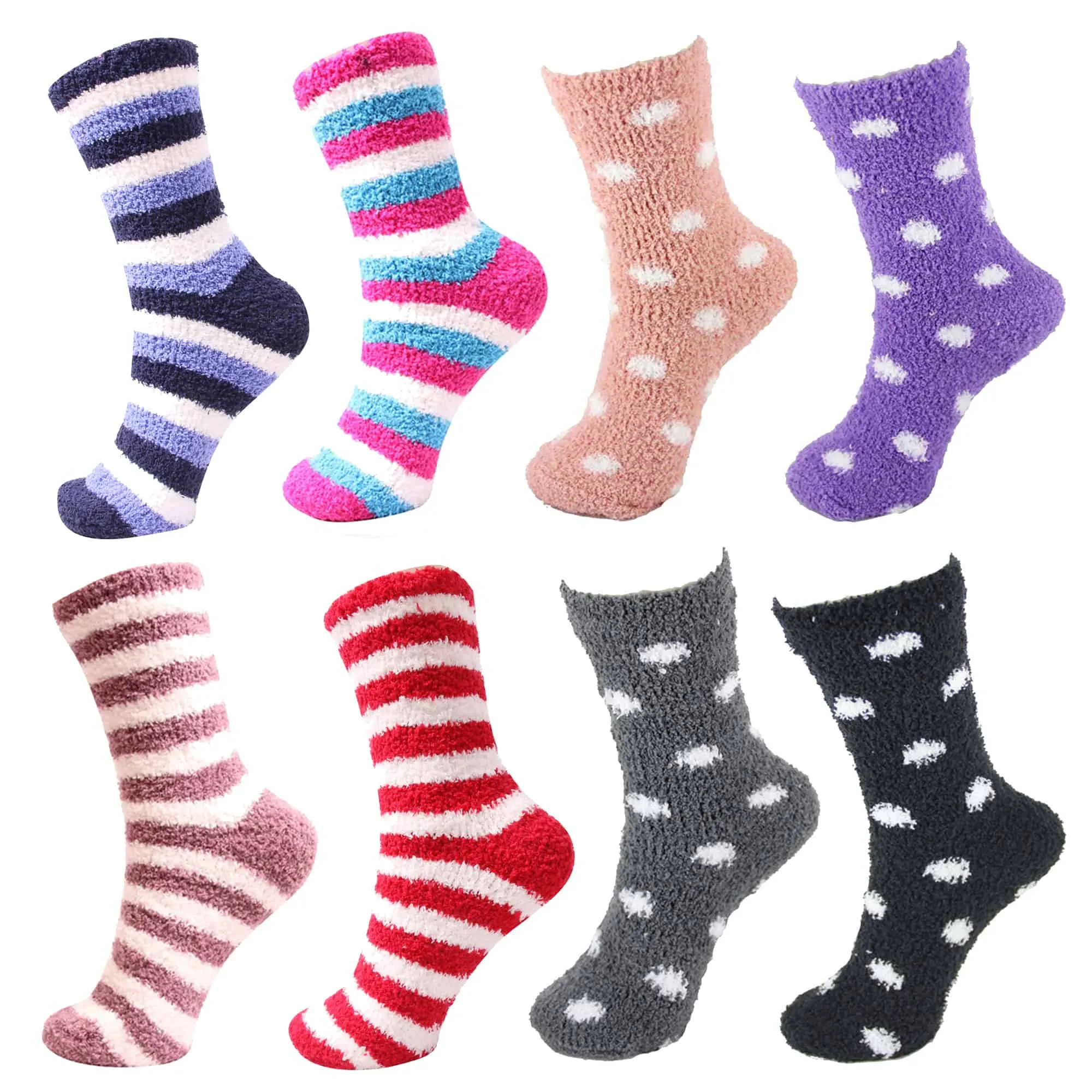 Fuzzy Gradient/Stripe/Polka Dot Sock Assortments