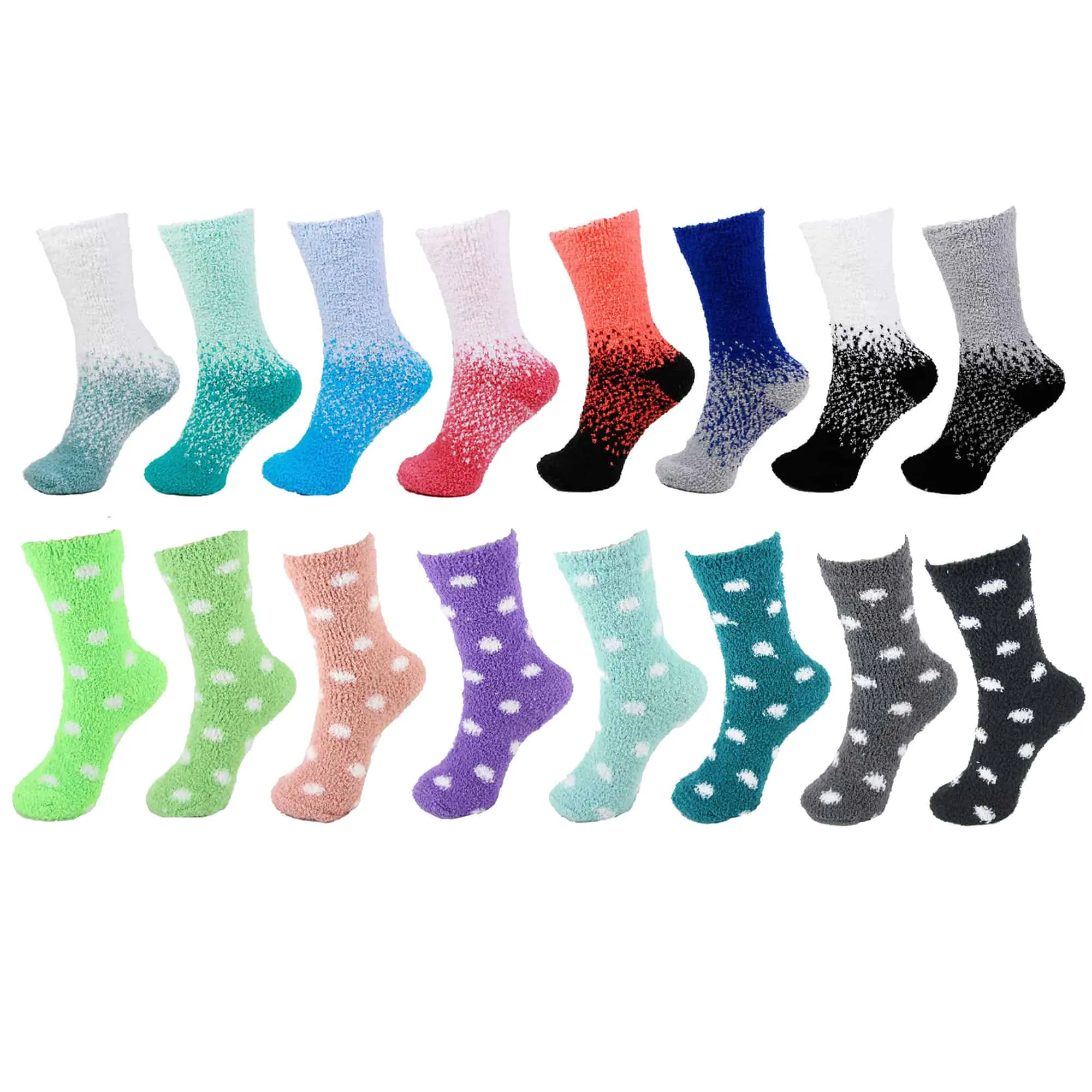 Fuzzy Gradient/Stripe/Polka Dot Sock Assortments