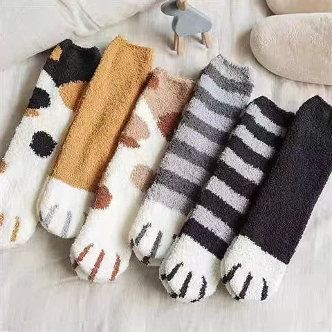 Gohobi Cat Paw Coral Fleece Socks