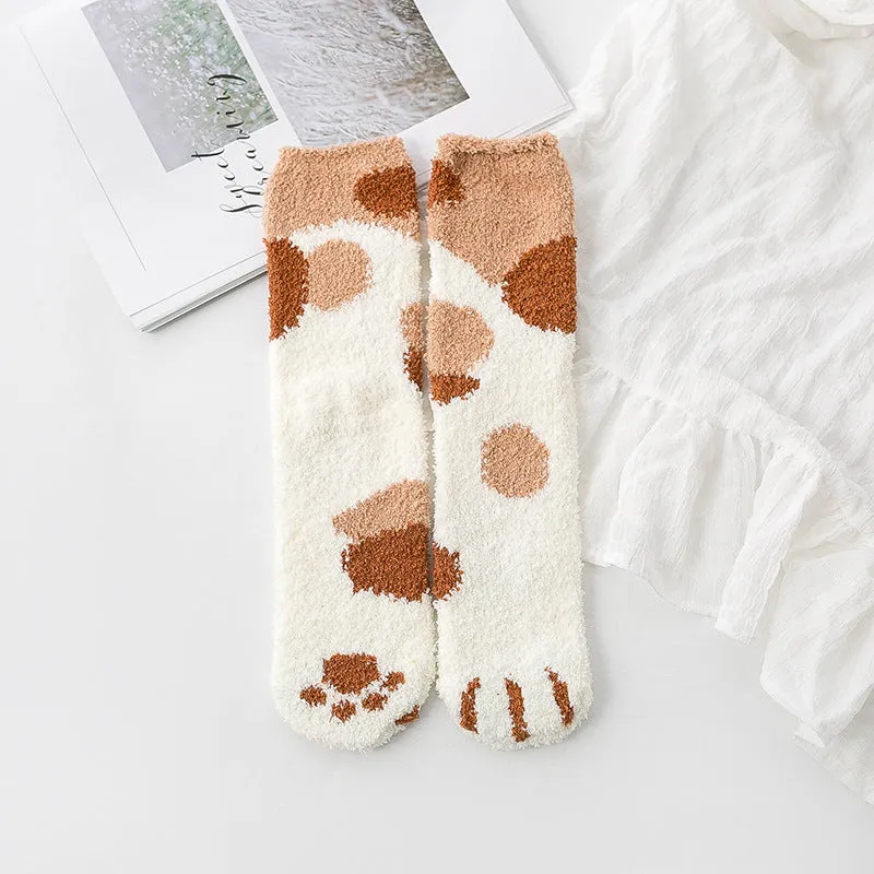 Gohobi Cat Paw Coral Fleece Socks