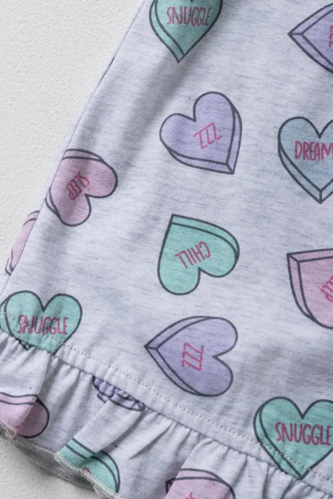 Heart Short Pyjamas Light Grey