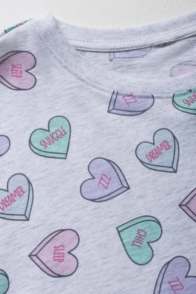 Heart Short Pyjamas Light Grey