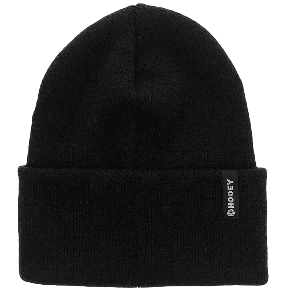 Hooey Black Beanie w/ Black & White Logo Tag 2051BK