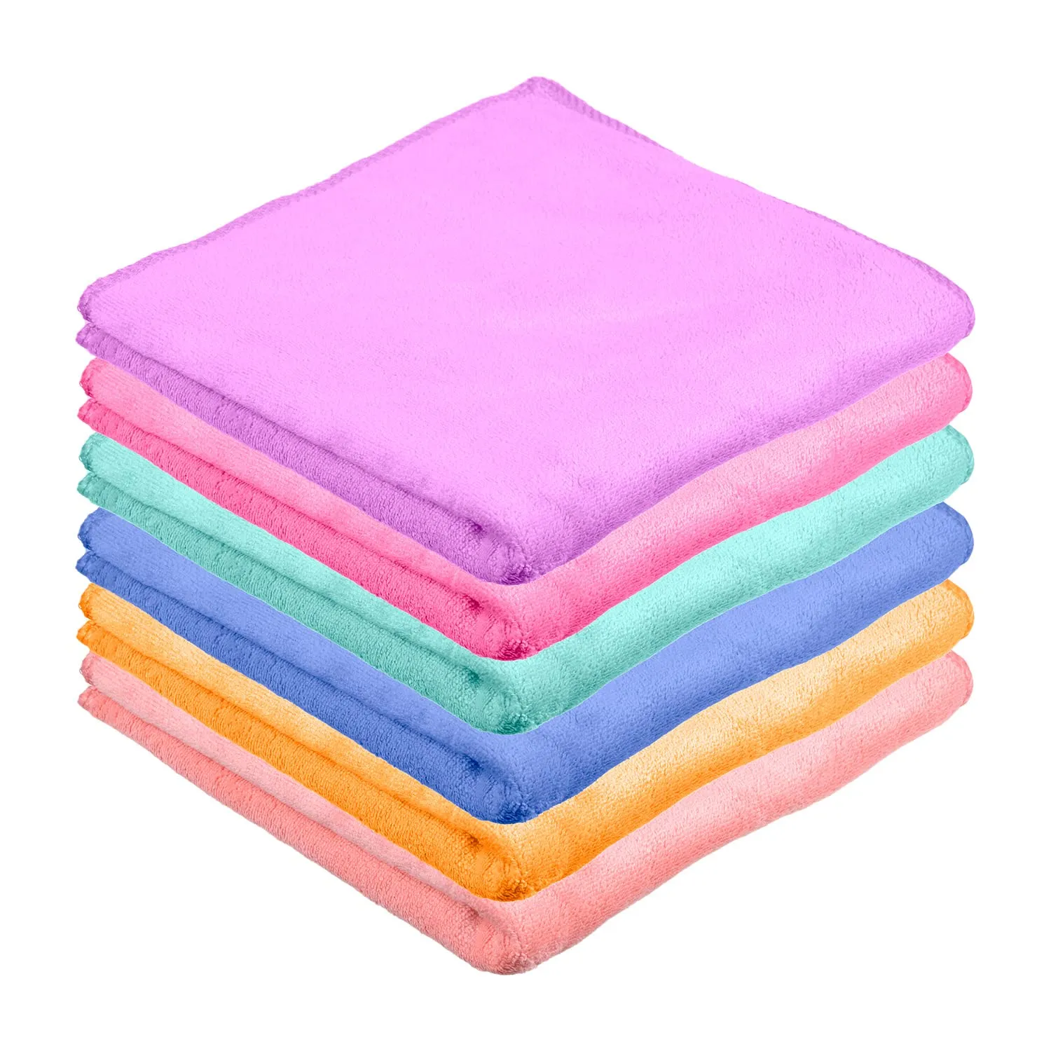 Kuber Industries Cleaning Towel|Microfiber Reusable Cloths|Highly Absorbent Washable Towel for Kitchen|Car|Window|24x16 Inch|Pack of 6 (Multicolor)