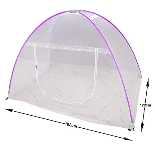 Kuber Industries Foldable Nylon Single Bed Mosquito Net for Protect Mosquitoes, Flies and Other Insects, 6.5 x 4 Ft. (Pink)-46KM0464, Standard