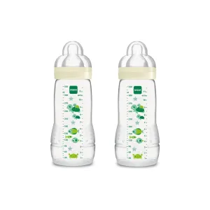 Mam Easy Active Baby Bottles with Teat Size 3 (Fast Flow),4 Months ,330ml,Green,Pack of 2