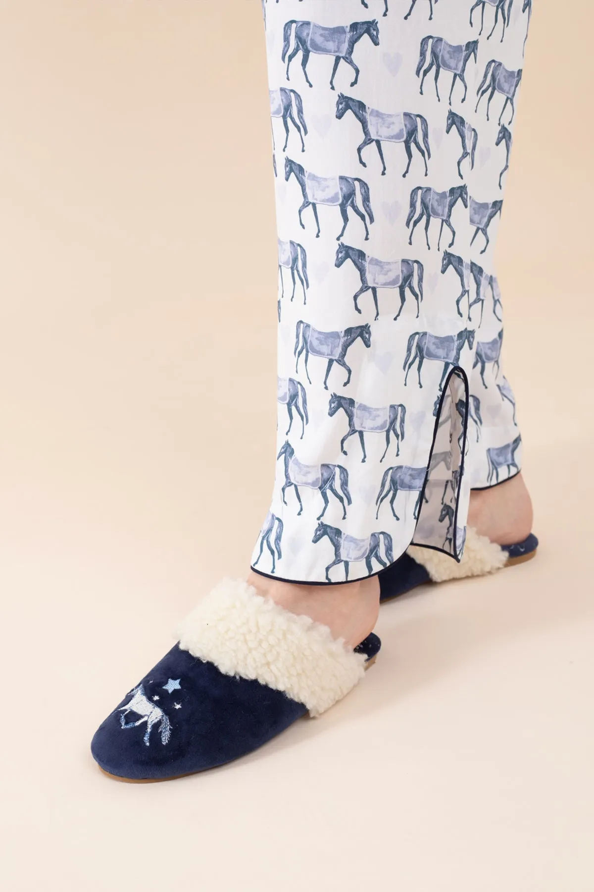 Midnight Horses Slippers | Navy