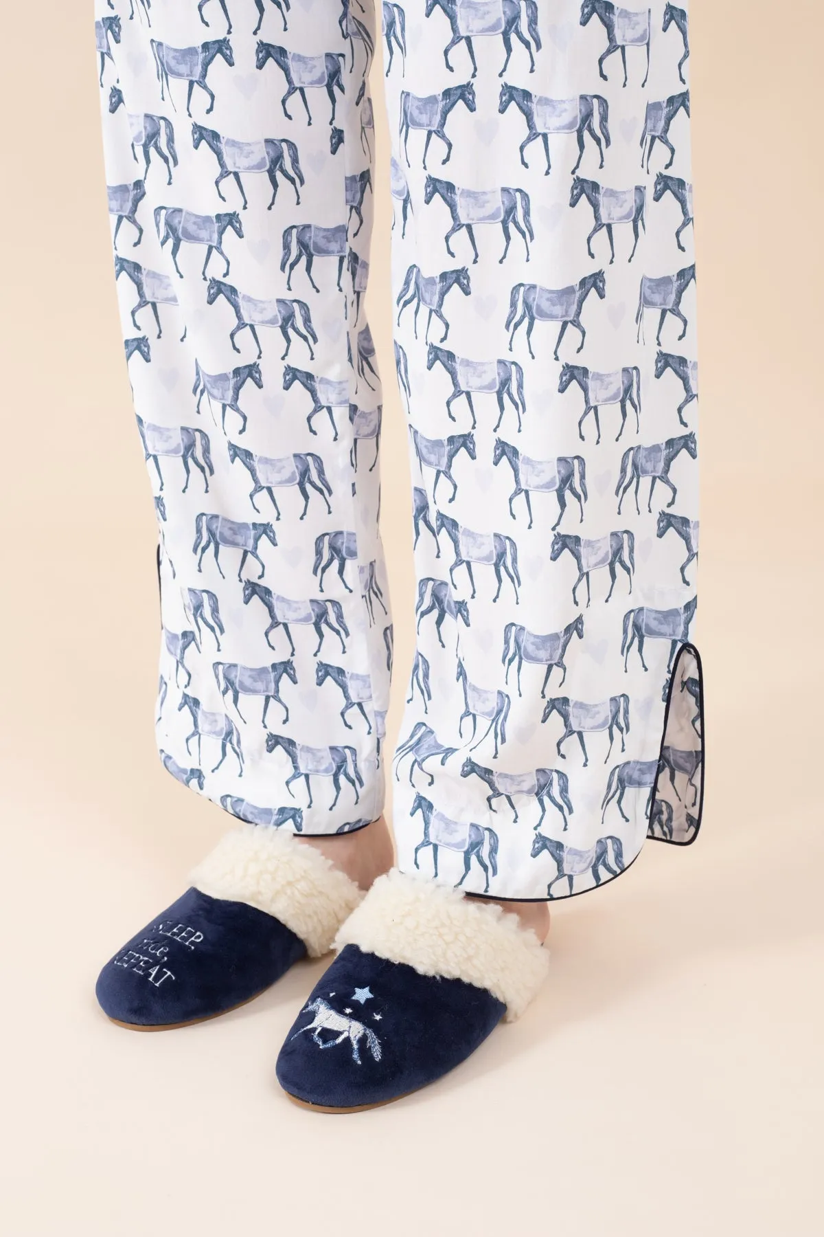 Midnight Horses Slippers | Navy