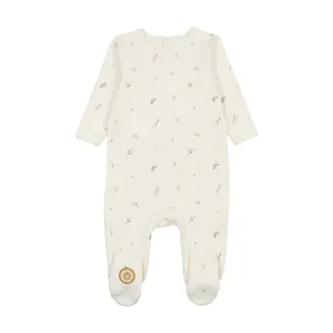 Mon Tresor Baby Nature's Print Footie Ivory & Taupe