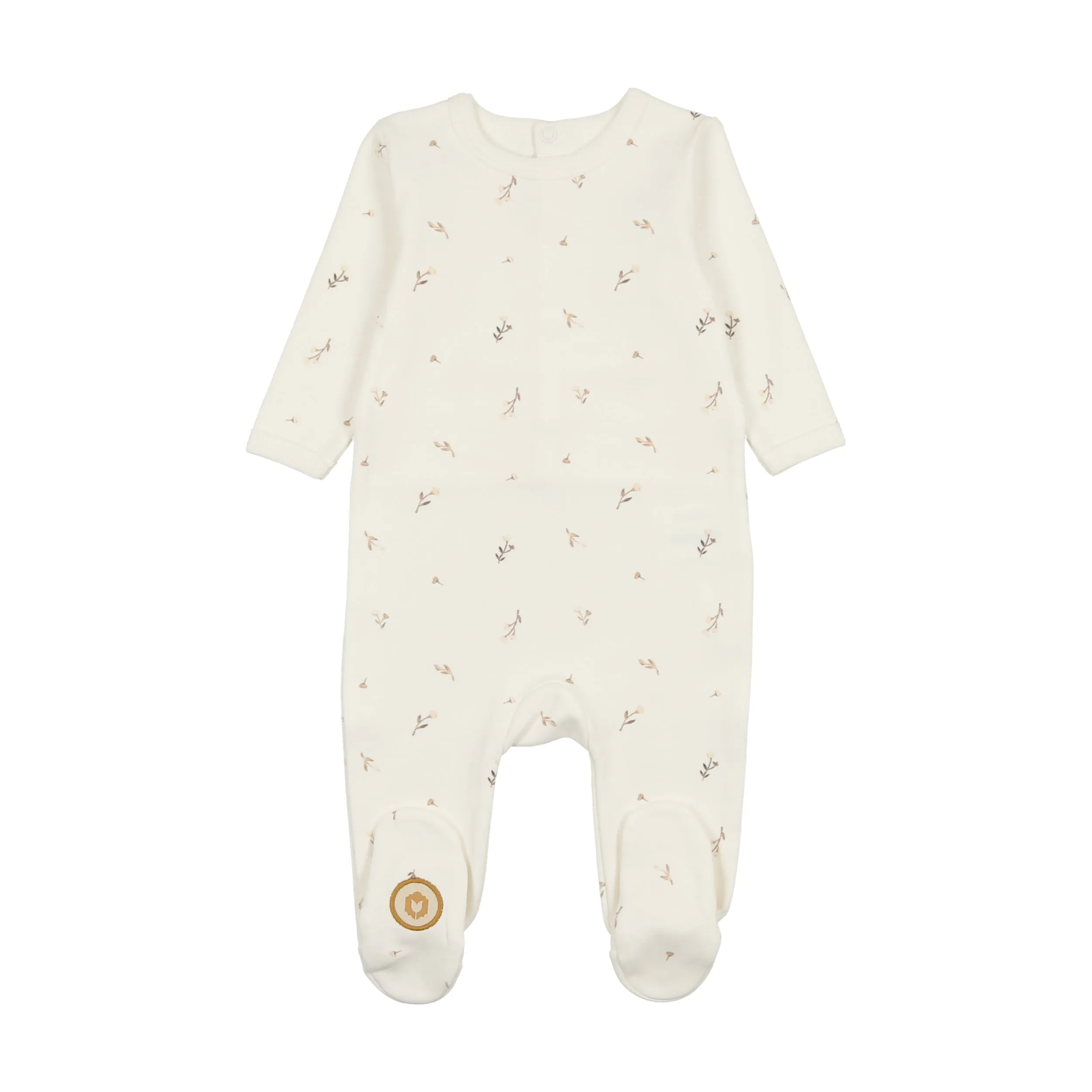 Mon Tresor Baby Nature's Print Footie Ivory & Taupe