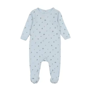 Mon Tresor Baby Pointelle Posies Footie Pearl Blue