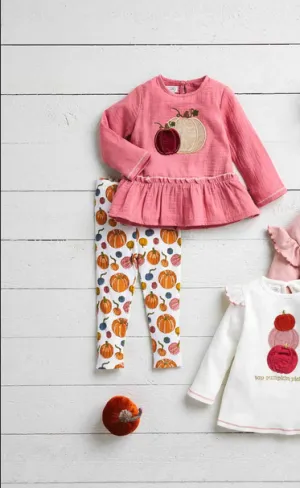 Mudpie Velvet Pumpkin Applique Tunic & Legging Set