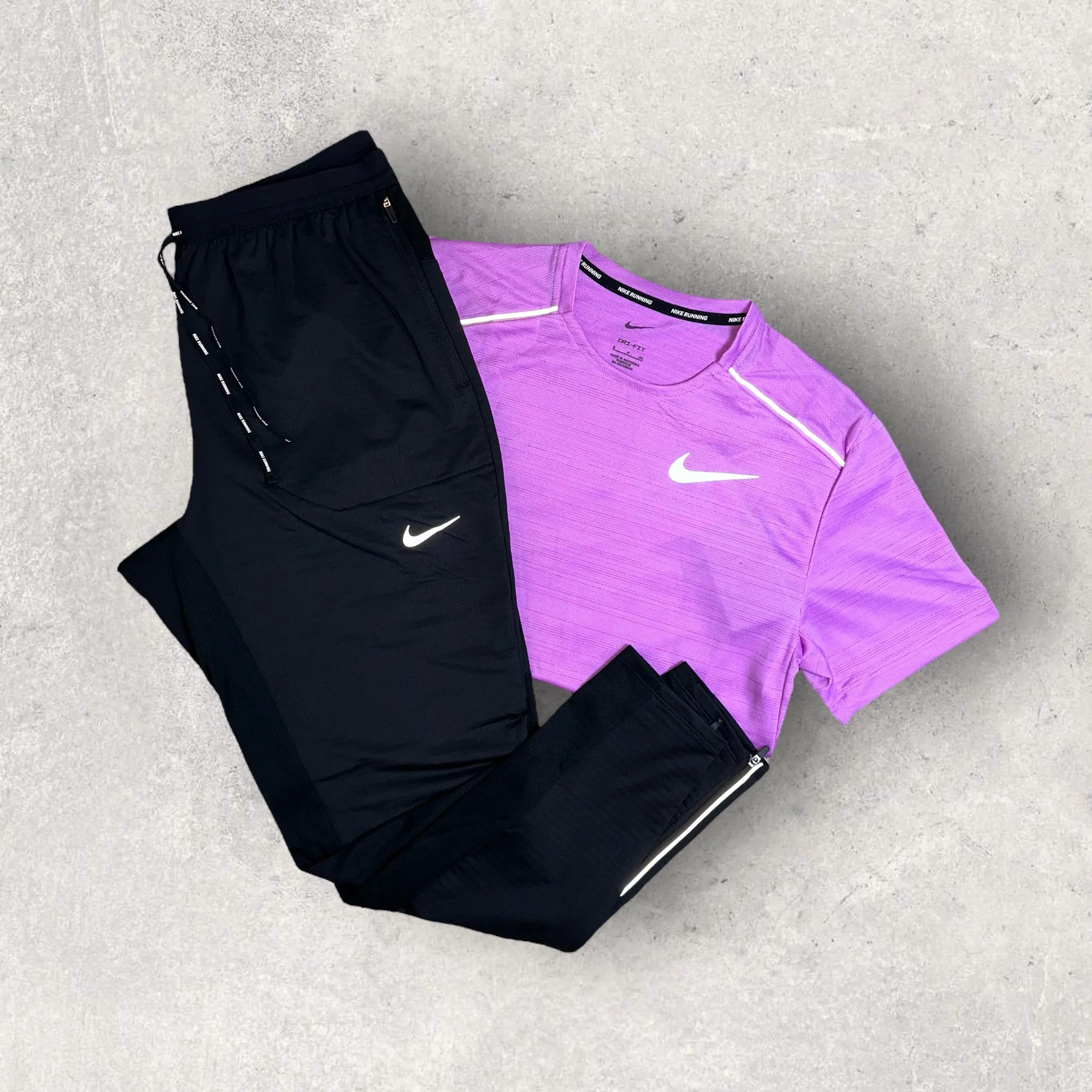 NIKE MILER 1.0 TROUSER SET - RUSH FUSHSIA / PHENOM ELITE BLACK PANTS