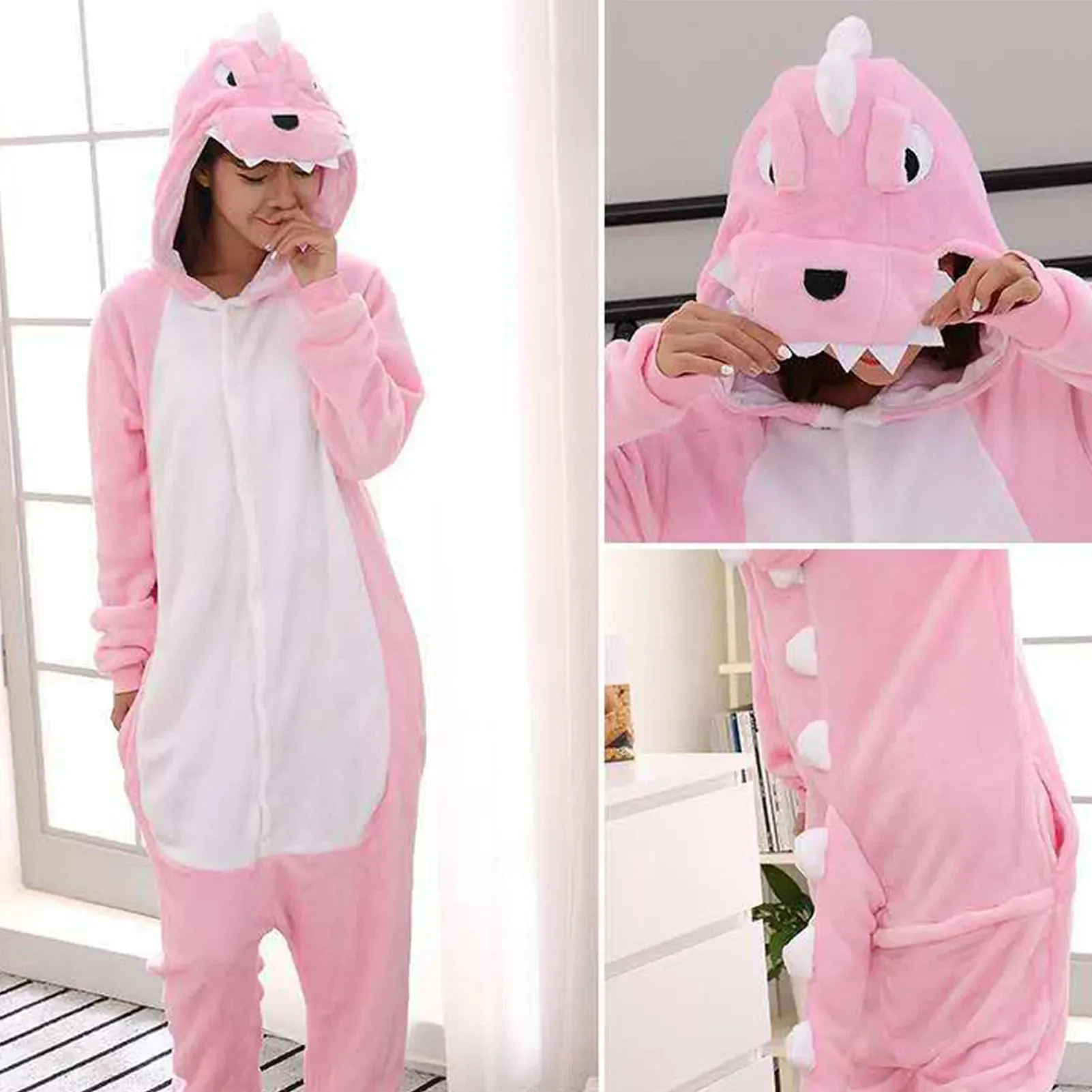 Pink Dinosaur Women's Pajama Onesie