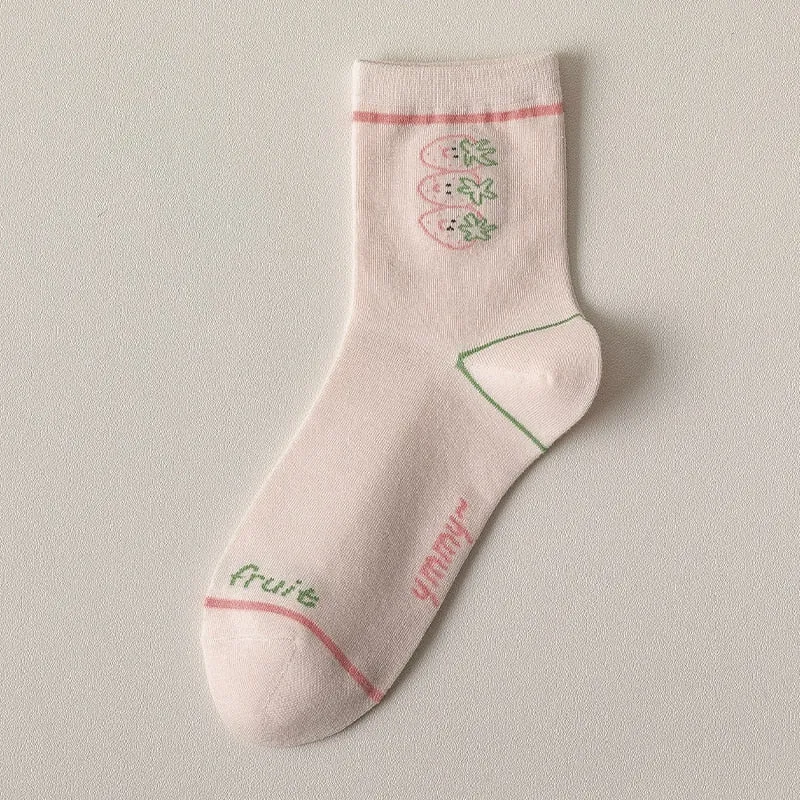 Pink Strawberry Cotton Socks