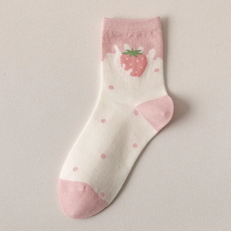 Pink Strawberry Cotton Socks