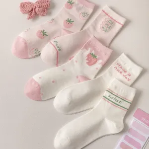 Pink Strawberry Cotton Socks