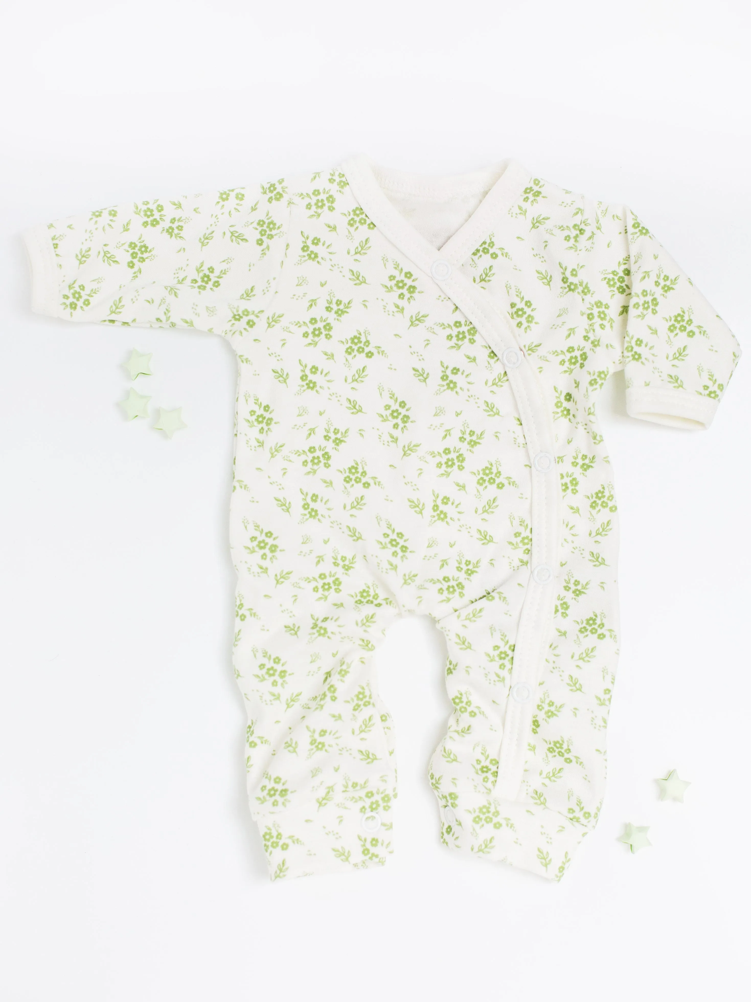 Preemie Girl Sleepsuit, Apple Floral, Premium 100% Organic Cotton