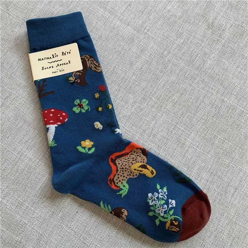 Retro Cartoon Cotton Socks with Original Packaging