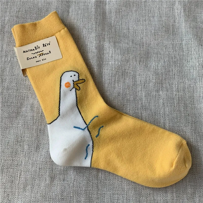 Retro Cartoon Cotton Socks with Original Packaging