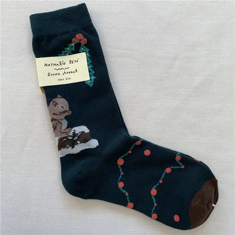 Retro Cartoon Cotton Socks with Original Packaging