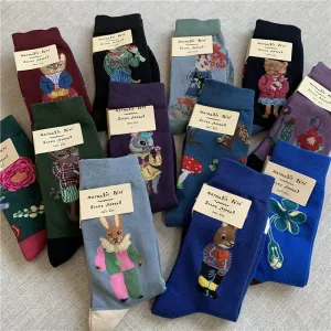 Retro Cartoon Cotton Socks with Original Packaging